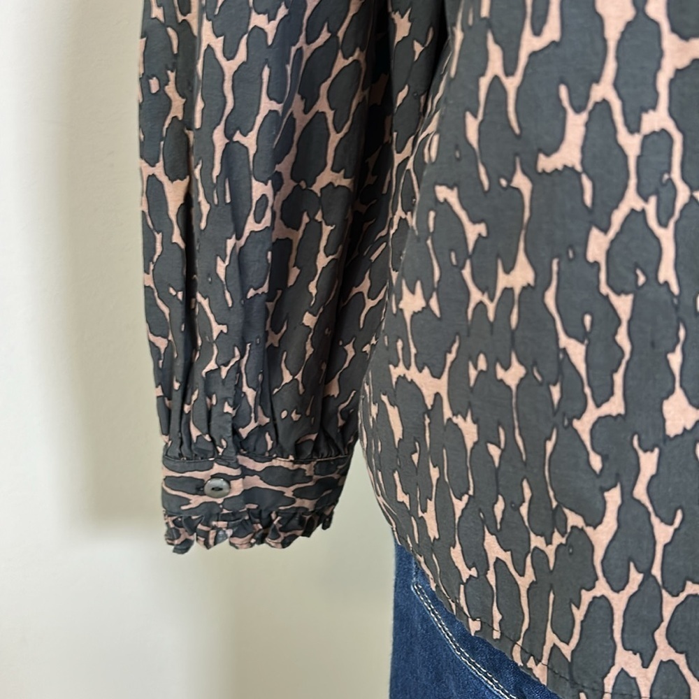 Rails Ariana Savannah Top caramel brown high neck shirt onyx black animal Sz XL - Picture 10 of 16